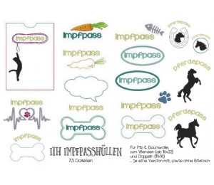 ITH - Stickserie Impfpasshüllen - Hund, Katze, Pferd, Kaninchen